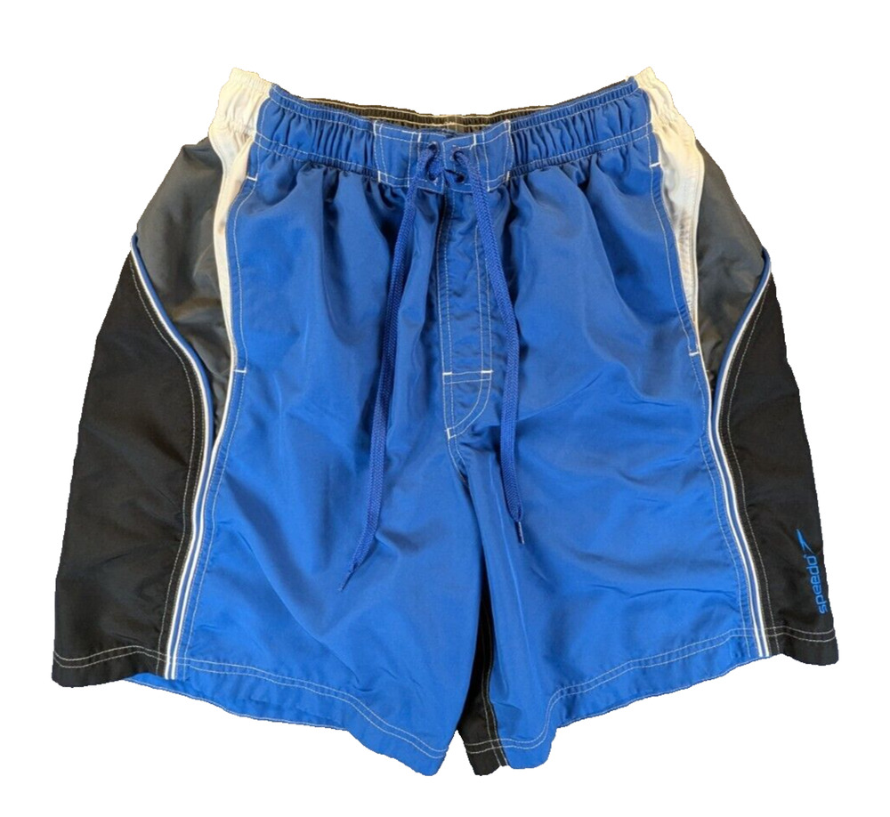 Speedo Swim Trunks Men's Large Activewear Blue Traditional Full Size Shorts Mesh